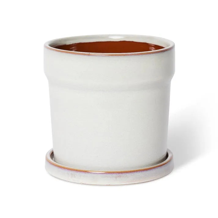 Elme Living | Austin Pot with saucer Small White