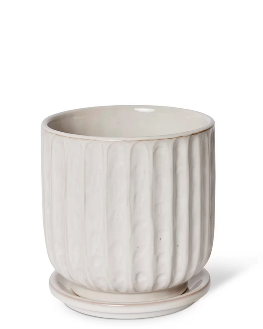 Elme Living | Lara Pot with saucer - White (Small)